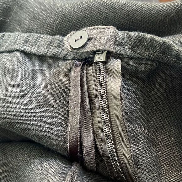 Eileen Fisher Wide Leg Cropped Pants 100% Irish Linen Black Size M - Picture 10 of 12